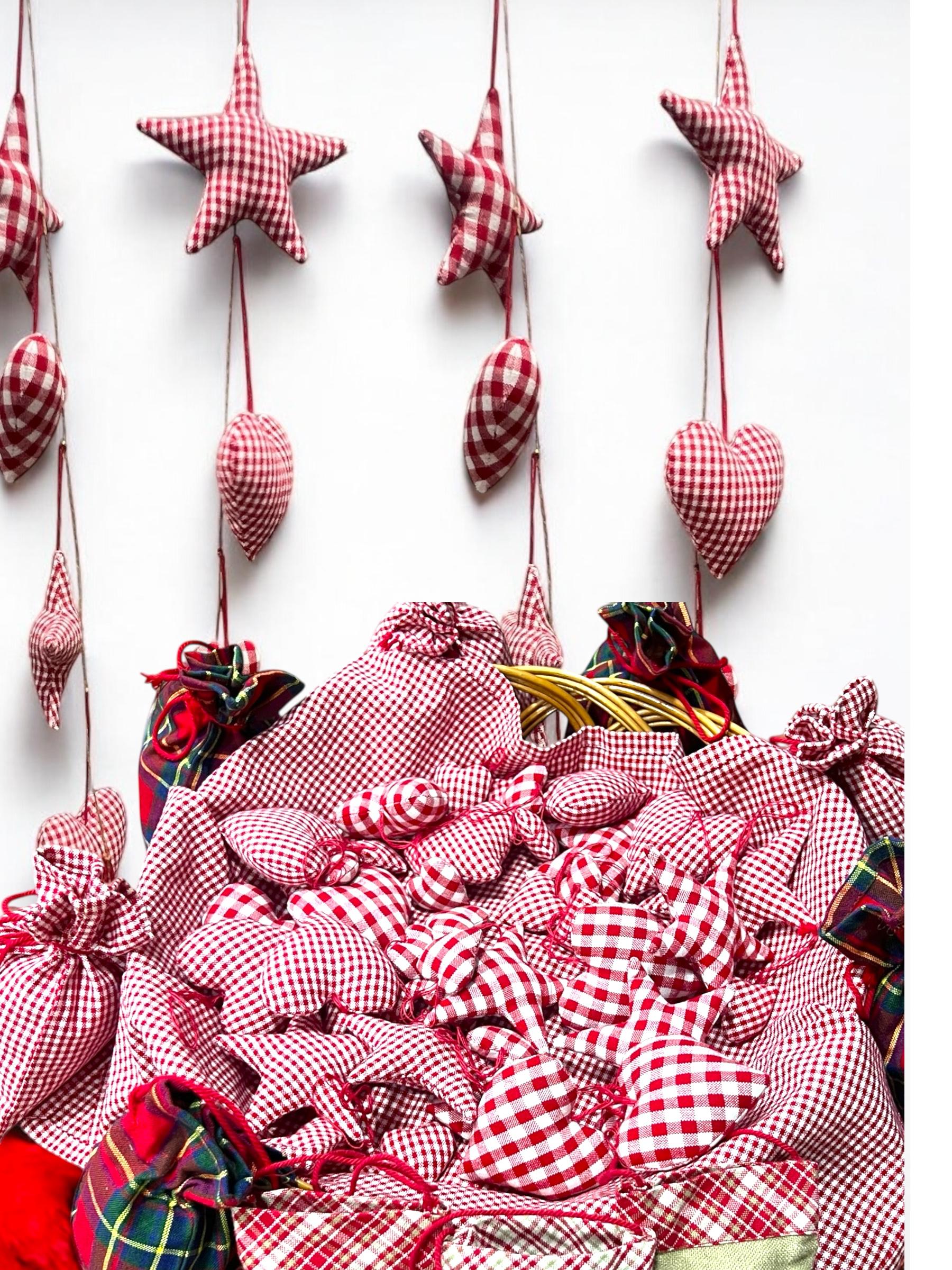 Festive Christmas decorations made from fabric